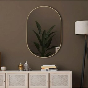 Stewehome Οβάλ καθρέφτης τοίχου με χρυσό πλαίσιο 40x27 cm