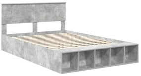 vidaXL Σκελετός Κρεβατιού με ράφι Σκυρόδεμα Γκρι 150 x 200 cm
