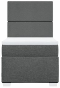 Κρεβάτι Boxspring με Στρώμα Σκούρο Γκρι 100x200 εκ. Υφασμάτινο - Γκρι