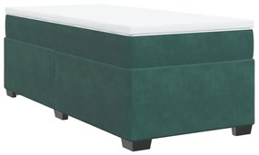 Κρεβάτι Boxspring με Στρώμα Σκούρο Πράσινο 80x200 εκ. Βελούδινο - Πράσινο