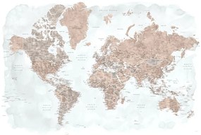 XXL Αφίσα Blursbyai - Nude Watercolor world map