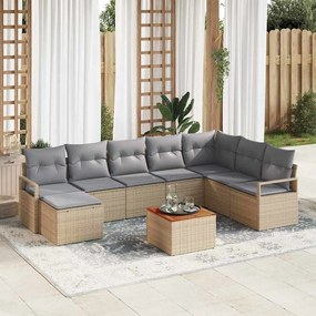 vidaXL Σετ Καναπέ Κήπου με μαξιλάρι 8 pcs Μπεζ Πολυ ράταν