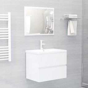 vidaXL Σετ Επίπλων Μπάνιου Γυαλιστερό Λευκό από Επεξεργασμένο Ξύλο