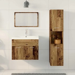 vidaXL Σετ Επίπλων Μπάνιου με ράφι 4 pcs Καφέ Επεξεργασμένο ξύλο
