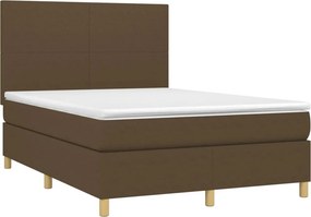 vidaXL Κρεβάτι Boxspring με Στρώμα Σκούρο Καφέ 140x200 εκ Υφασμάτινο