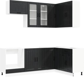 vidaXL Μονάδα κουζίνας LUCCA 8 pcs Μαύρο Επεξεργασμένο Ξύλο