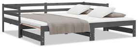 vidaXL Καναπές Κρεβάτι Γκρι 2 x (90 x 200) εκ. από Μασίφ Ξύλο Πεύκου