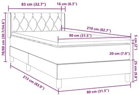 BOX SPRING ΚΡΕΒΑΤΙ ΜΕ ΣΤΡΩΜΑ ΣΚΟΥΡΟ ΜΠΛΕ 80X210 ΕΚ. ΒΕΛΟΥΔΙΝΟ 3318349