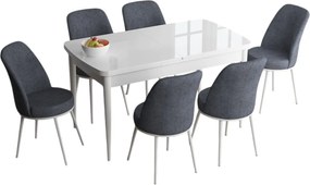 Extendable Dining Table &amp; Chairs Set (7 Pieces) Han - White, Fume White
Fume