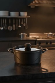 Stewehome Σετ 5 τεμαχίων κατσαρολών από κεραμικό χυτοσίδηρο Μαύρο