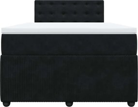 vidaXL Κρεβάτι Boxspring με Στρώμα Μαύρο 120x190 εκ. Βελούδινο