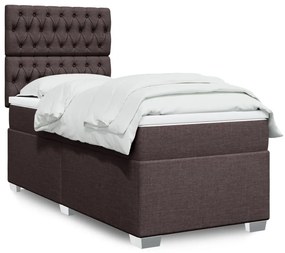 VidaXL Κρεβάτι Boxspring με Στρώμα Σκούρο Καφέ 100x200 εκ. Υφασμάτινο