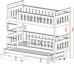 KORS 90x200 graphite bunk bed Lano Furniture