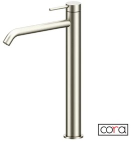 Cora Cosmo Μπαταρία νιπτήρος θερμομικτική υψηλή &amp; βαλβίδα clic-clac Inox 316L Brushed