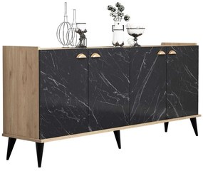 Μπουφές Με Εφέ Μαρμάρου HM9045.01 180x41x778cm Natural-Black Μελαμίνη,Mdf