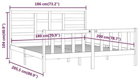 Πλαίσιο Κρεβατιού Λευκό 180 x 200 εκ. Μασίφ Ξύλο Super King - Λευκό