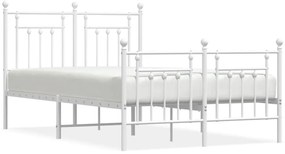 vidaXL Πλαίσιο Κρεβατιού με Κεφαλάρι&Ποδαρικό Λευκό 135x190εκ. Μέταλλο