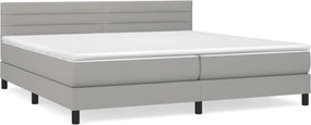 vidaXL Κρεβάτι Boxspring με Στρώμα Ανοιχτό Γκρι 200x200 εκ. Υφασμάτινο