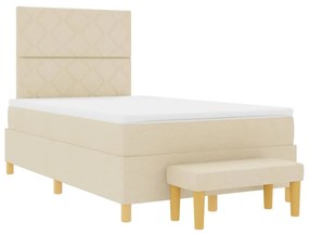 vidaXL Κρεβάτι με ελατήρια με στρώμα Κρεμ 120 x 190 cm ύφασμα