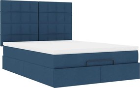 vidaXL Οθωμανικό κρεβάτι με στρώμα μπλε 140x190cm ύφασμα