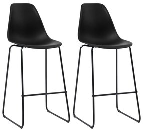 Καρέκλες Μπαρ 2 τεμ. Μαύρες Πλαστικές