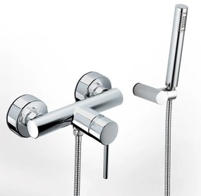 Eurorama Tonda Chrome Μπαταρία Ντουζιέρας με Tηλέφωνο, Eπίτοιχο Στήριγμα Τηλεφώνου και Άθραυστο Σπιράλ 1,5 μ 145150-100