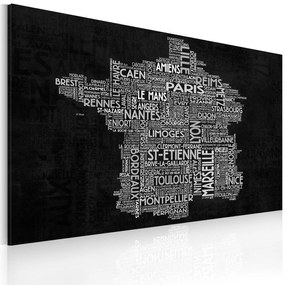 Πίνακας - Text map of France on the black background 90x60