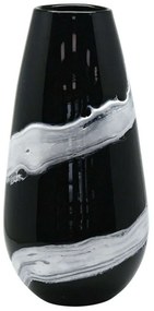 Βάζο Φυσητό Γραμμή 15-00-23921 Φ18x37cm Black-White Marhome Glass