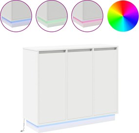 vidaXL Πλευρικό Τραπέζι LED Λευκό 90 x 32 x 75 εκ. Επεξεργασμένο ξύλο