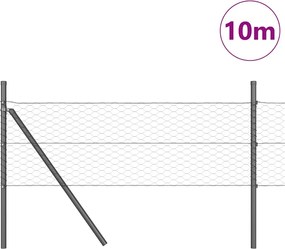 vidaXL Στύλος Περιφράξεων Γκρι 10 x 0,5 μ (36 mm πλέγμα)