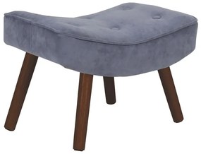 WOODWELL Ε7141,51ΚALMA Σκαμπό - Υποπόδιο, Ύφασμα Velure Ανοιχτό Μπλε, Πόδια Καρυδί, K/D 52x38x35cm Ε7141,51Κ