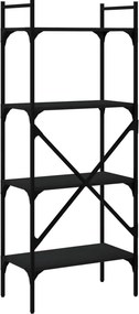 vidaXL Βιβλιοθήκη 4 Επιπέδων Μαύρη 56x31,5x138,5 εκ. Επεξεργ. Ξύλο