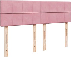 vidaXL Κρεβάτι Boxspring με Στρώμα Ροζ 160x200 εκ. Βελούδινο