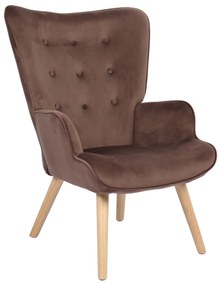 Πολυθρόνα ArteLibre MARION Καφέ Βελούδο/Ξύλο 73x69x96cm