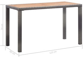 Τραπέζι Κήπου Ανθρακί/Καφέ 123x60x74 εκ. από Μασίφ Ξύλο Ακακίας - Ανθρακί