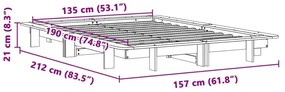 Σκελετός Κρεβατιού Χωρίς Στρώμα 135x190 εκ Μασίφ Ξύλο Πεύκου - Καφέ