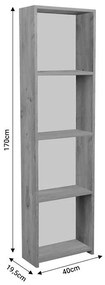 Βιβλιοθήκη Courtnai oak-λευκό μελαμίνης 40x19.5x170εκ