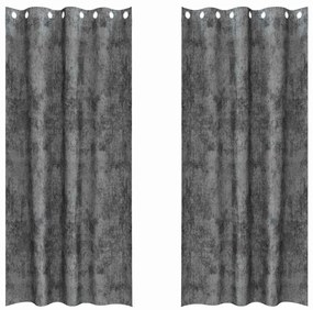 vidaXL Κουρτίνα με κουρτίνες 2 pcs Γκρι 225 x 140 εκ. Βελούδο
