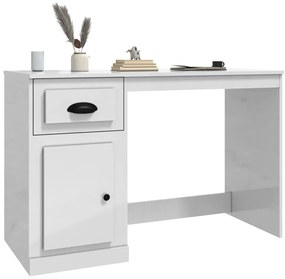 vidaXL Γραφείο με Συρτάρι Γυαλιστερό Λευκό 115x50x75 εκ. Επεξεργ. Ξύλο
