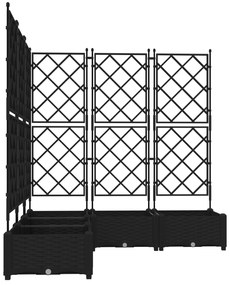 vidaXL Γλάστρα Κήπου με Τρέλις 5 τεμ Μαύρη 120x120x125.5 εκ