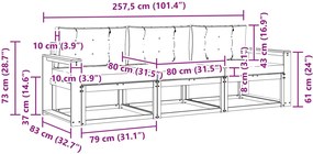 vidaXL Σειρά Καναπέ Εξωτερικού 3 pcs Λευκό και Μπεζ Πολυεστέρας