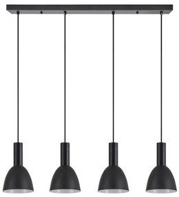 SE21-BL-4-4BL-MS2 ADEPT TUBE Black Pendant Black Metal Shade+ HOMELIGHTING 77-8553