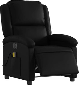 vidaXL Πολυθρόνα Μασάζ Ανακλινόμενη Ηλεκτρική Μαύρη Συνθετικό Δέρμα