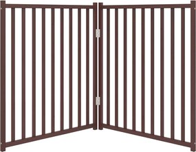vidaXL Πύλη σκύλου πτυσσόμενη 2 πάνελ καφέ δρυς 160 εκ. Μασίφ Ελάτη