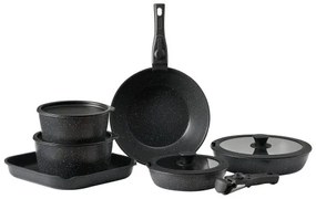 VEVOR 17 Piece Pots and Pans Set Granite Nonstick Kitchen Cookware Black