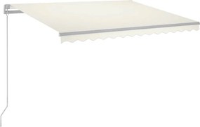vidaXL Χειροκίνητη τέντα με ηλιακό LED 3 x 2,5 m Κρεμ 100% Πολυεστέρας