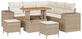 vidaXL Σετ Καναπέ Κήπου με μαξιλάρι 8 pcs Μπεζ συνθετικό ρατάν