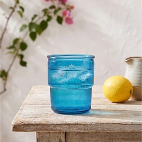 ΠΟΤΉΡΙΑ ΠΟΤΗΡΙ GLASS DROPS RIBBED 9CM 300CC AQUA BLUE