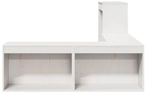 vidaXL Κομοδίνο με Γραφείο Λευκό 232x112x75 εκ. από Μασίφ Ξύλο Πεύκου