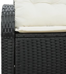 vidaXL 2-θέσιος καναπές κήπου με μαξιλάρια Μαύρο Συνθετικό ρατάν